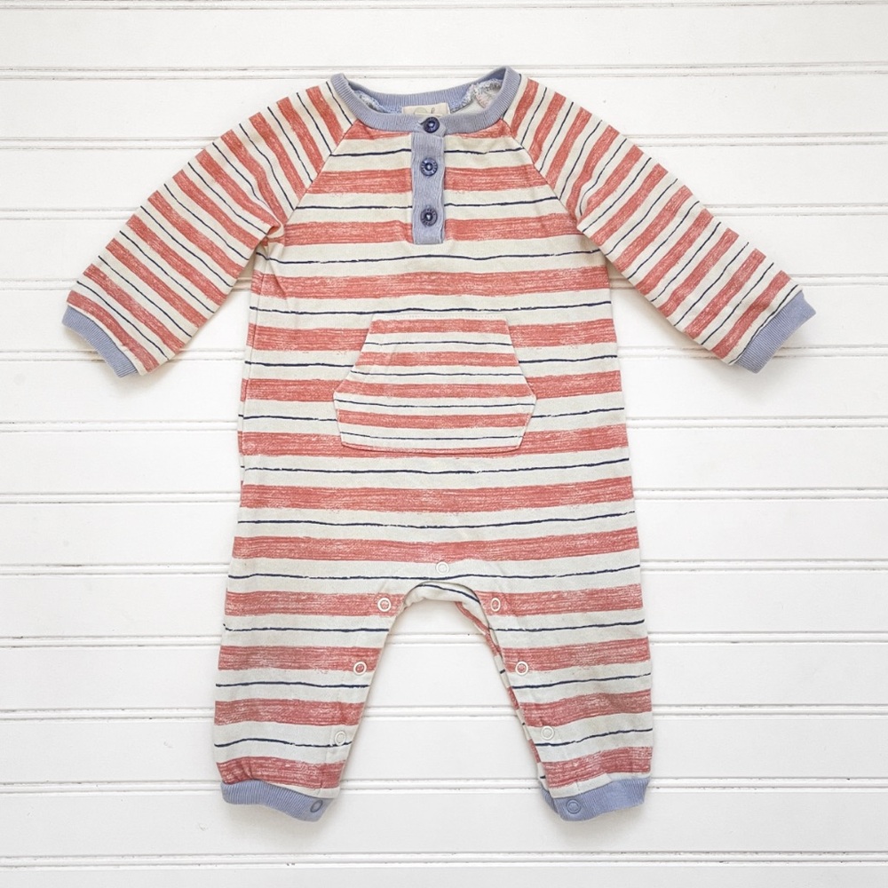 MAISONETTE PEEK EUC Boys Comfy Cozy Long Sleeve French Terrycloth Romper
